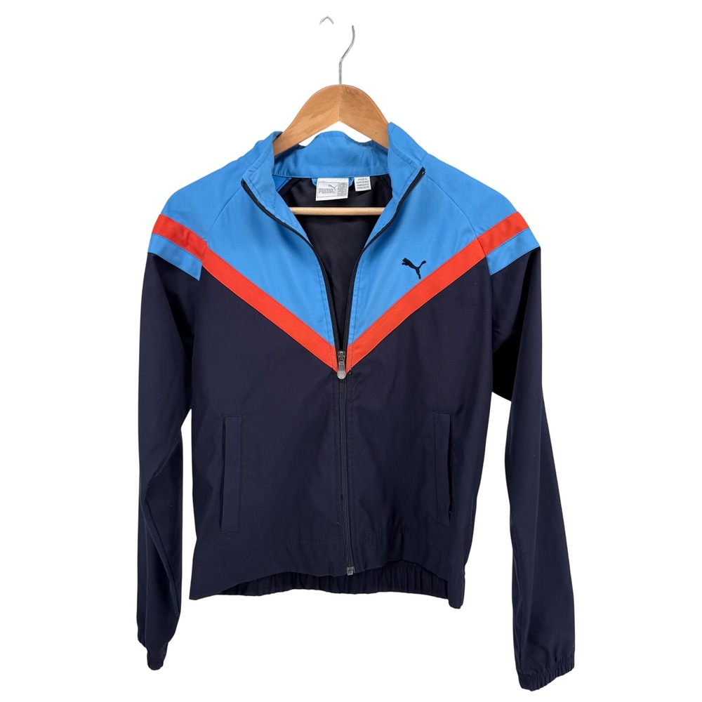 Puma Women's Blue Orange Zip Front Windbreaker Jacket Soccer Size M - Picture 2 of 12